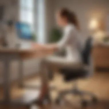 Illustration emphasizing healthy sitting posture at a desk