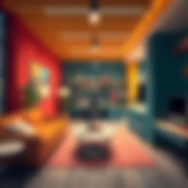 A bold color palette in a modern office space