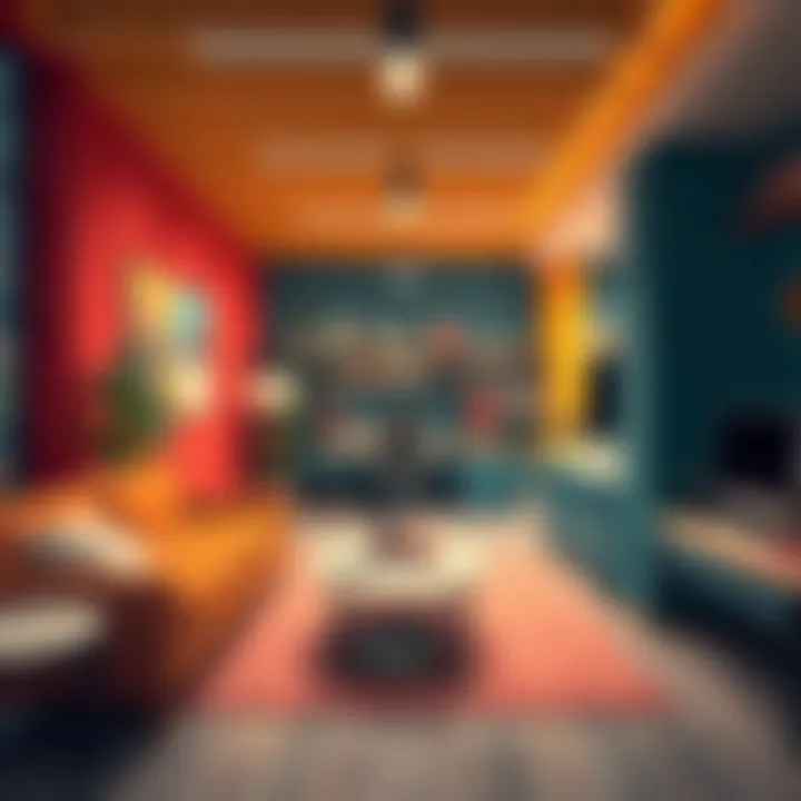 A bold color palette in a modern office space