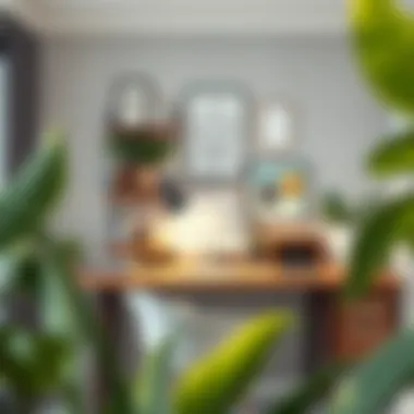 A well-organized desk with functional decor