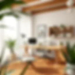 A serene workspace featuring natural elements