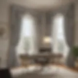 Enhancing Office Decor with Embroidered Sheer Panels Elegant embroidered sheer window panel enhancing office decor