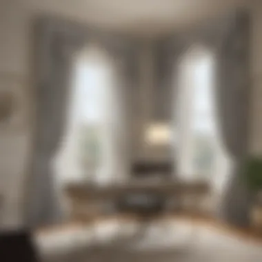 Enhancing Office Decor with Embroidered Sheer Panels Elegant embroidered sheer window panel enhancing office decor