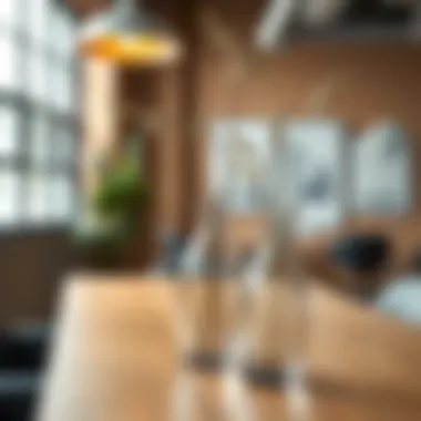 Stylish Glass Vases in Collaborative Workspace Stylish glass vases enhancing a collaborative workspace