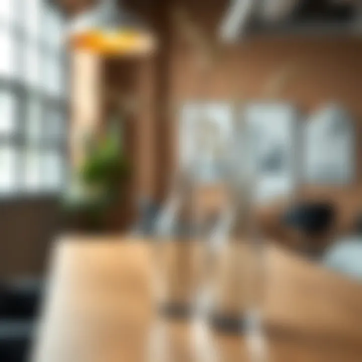 Stylish Glass Vases in Collaborative Workspace Stylish glass vases enhancing a collaborative workspace