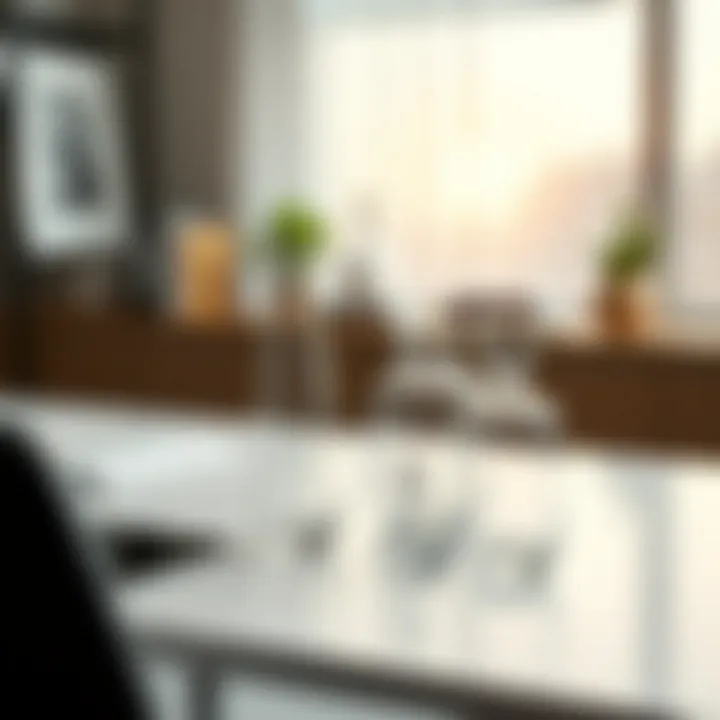 Elegant Glass Vases on Office Desk Elegantly arranged glass vases on a modern office desk