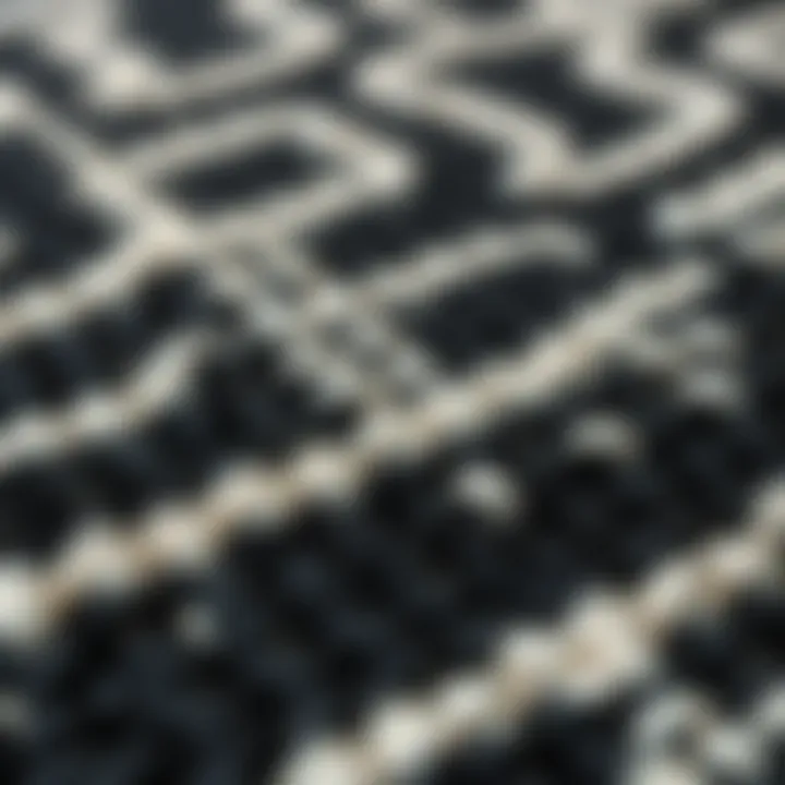 Close-up of a textured black and white outdoor rug