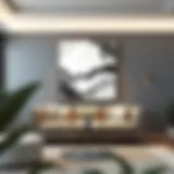 Elegant frameless canvas wall art enhancing a modern office space