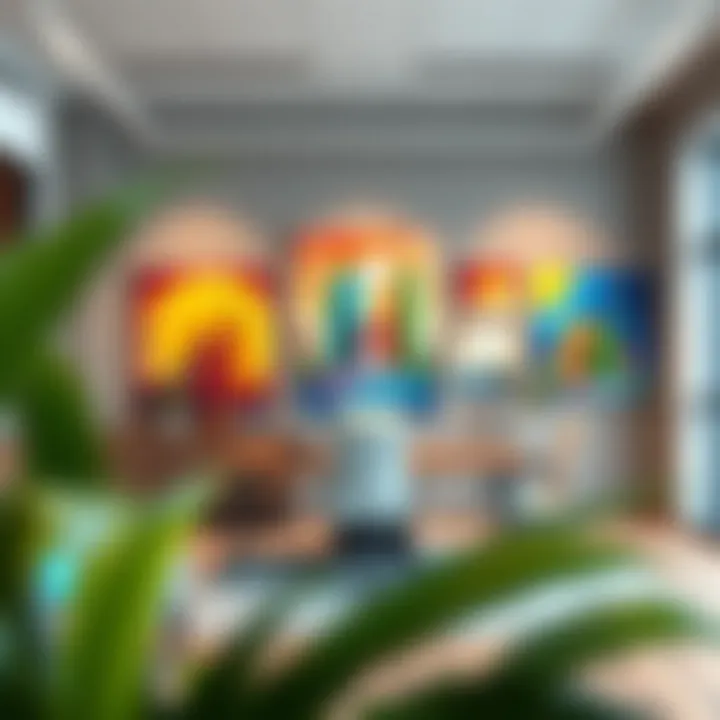 Inspirational office environment featuring vibrant frameless artwork