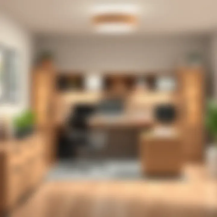 Organized workspace featuring efficient storage solutions