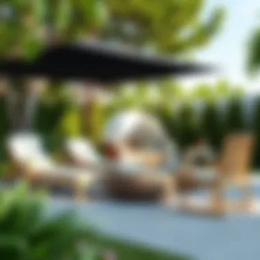 Diverse Styles in a Garden Setting Various lounge chair styles displayed in a garden setting