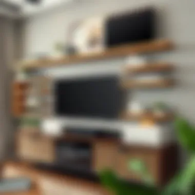 Diverse Styles and Materials of Media Wall Shelves A variety of media wall shelf styles and materials