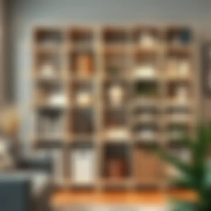 Contemporary Storage Solutions for Stylish Interiors Modern shelving unit displaying various decorative items and storage boxes.