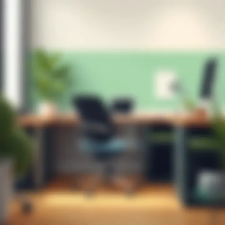 Sustainability in Workspace Design A workspace featuring an ergonomic chair and sustainable materials