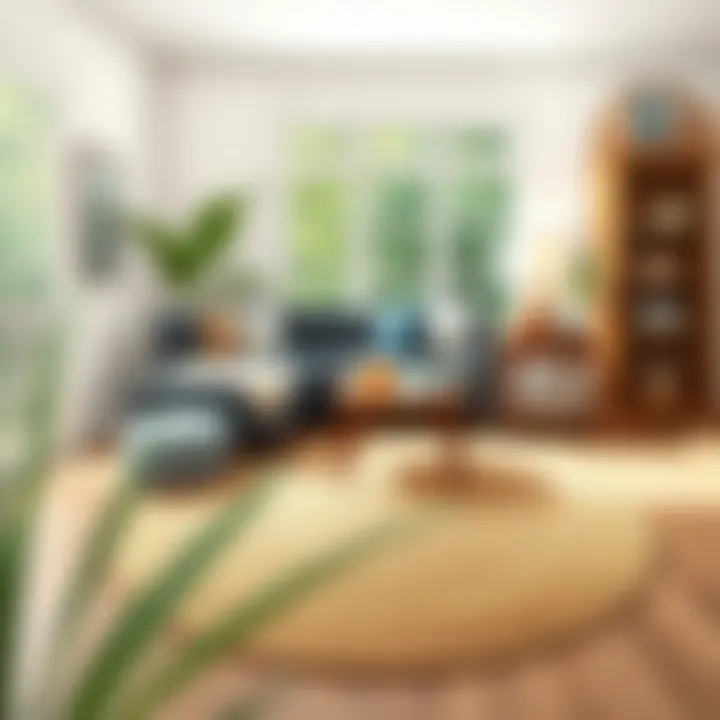 A four-foot round braided rug enhancing a cozy reading nook