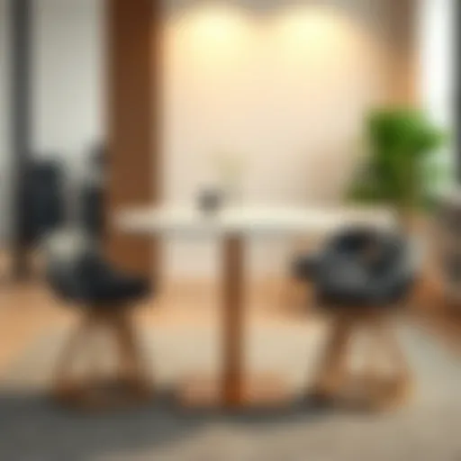 Elegant round top bar table in a modern office setting