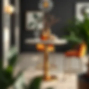 Stylish round top bar table adorned with decorative items