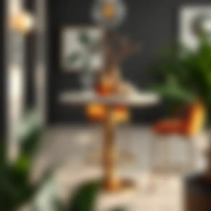 Stylish round top bar table adorned with decorative items