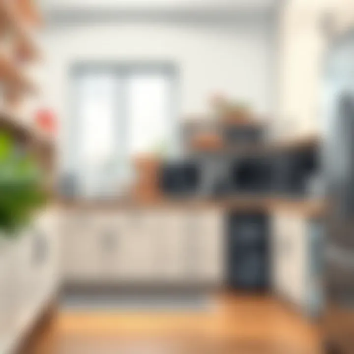 Efficient Workspace Organization A well-organized workspace featuring base cabinets with drawers