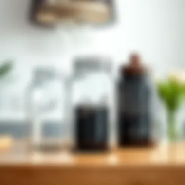 Decorative Storage Solutions with Black Glass Black glass mason jars used for decorative storage