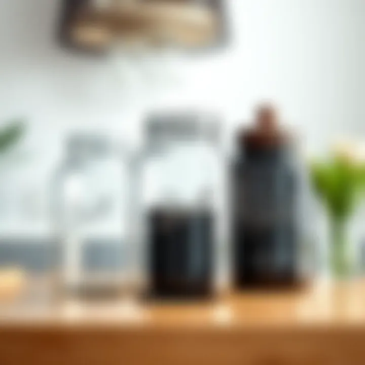 Decorative Storage Solutions with Black Glass Black glass mason jars used for decorative storage