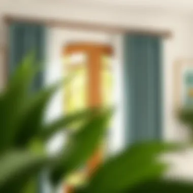 Harmonious Blend of Wood and Metal Curtain Rods Combination of wood and metal curtain rods in stylish interior