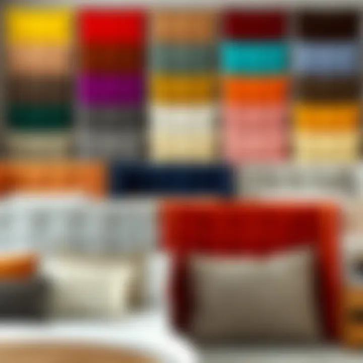 Color Palette: Diverse Options for Wingback Headboards Variety of color options for upholstered wingback headboards displayed