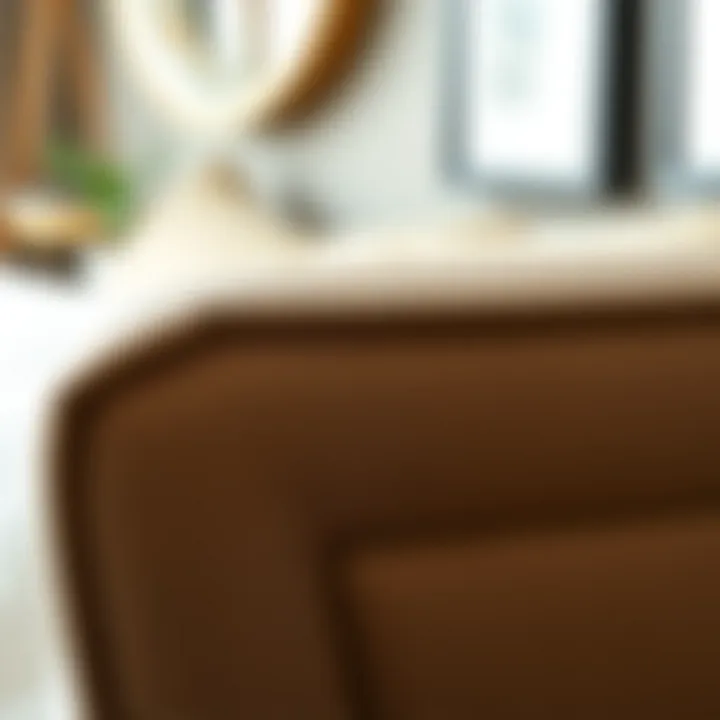 Craftsmanship: Fabric Detail of Wingback Headboard Close-up of luxurious fabric and stitching on a wingback headboard