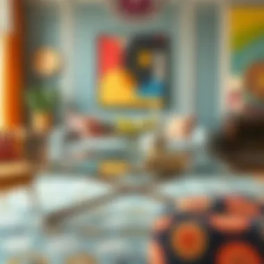 Eclectic cocktail table in a vibrant room setting