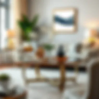 Cocktail table styled with decorative elements