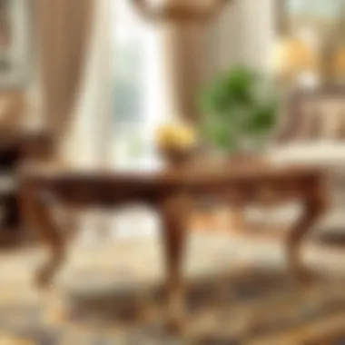 Vintage cocktail table with intricate woodwork