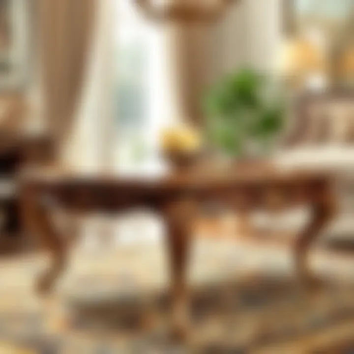 Vintage cocktail table with intricate woodwork