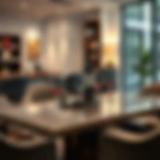 Sophisticated Wine Table Design in Workspace Elegant wine table set up in a modern office