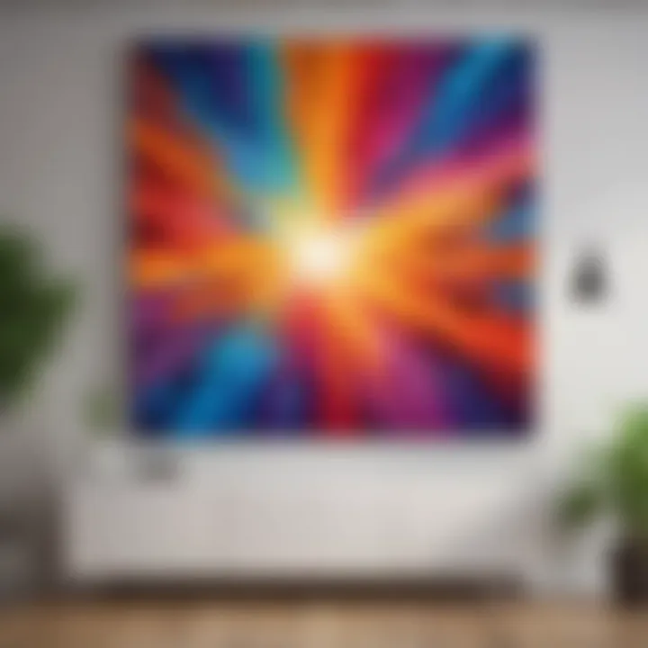 Vibrant abstract canvas art enhancing office interior