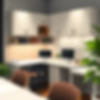 Modern workspace showcasing ergonomic cabinet features