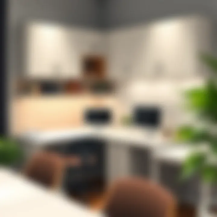 Modern workspace showcasing ergonomic cabinet features