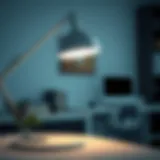 Elegant Design in Action Elegant target white lamp illuminating a modern workspace