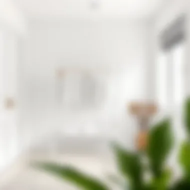 Sleek white clothing rack in a modern minimalist room