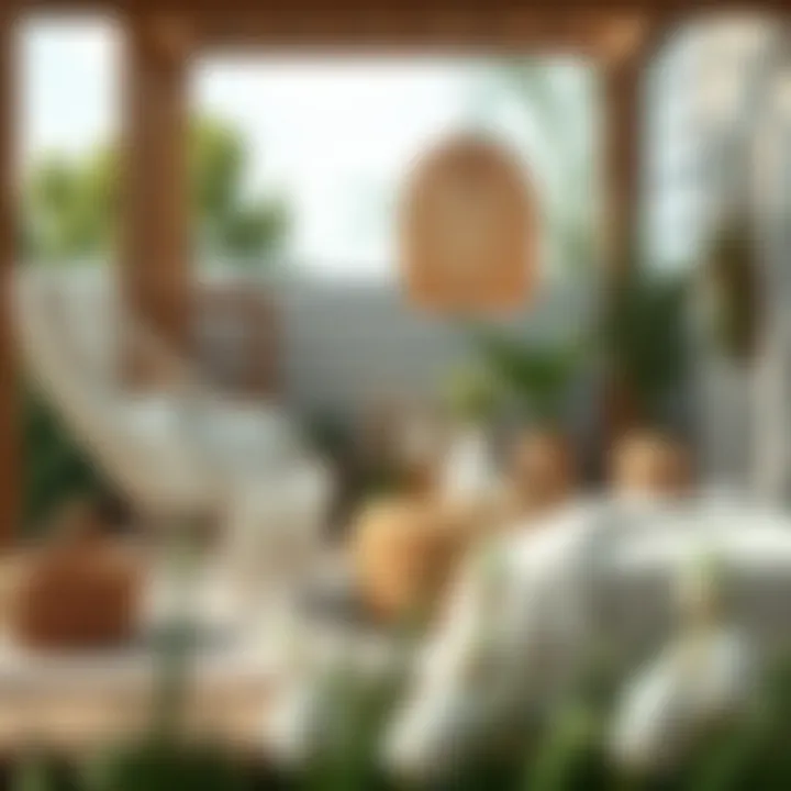 Contemporary Outdoor Serenity Contemporary outdoor setting with an off-white cotton throw complementing natural elements