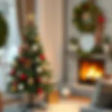 Charming small artificial Christmas tree adorned with elegant decorations