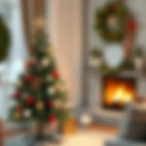 Charming small artificial Christmas tree adorned with elegant decorations