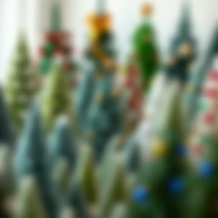 Diverse Designs of Small Artificial Christmas Trees Variety of small artificial Christmas trees showcasing different styles and colors