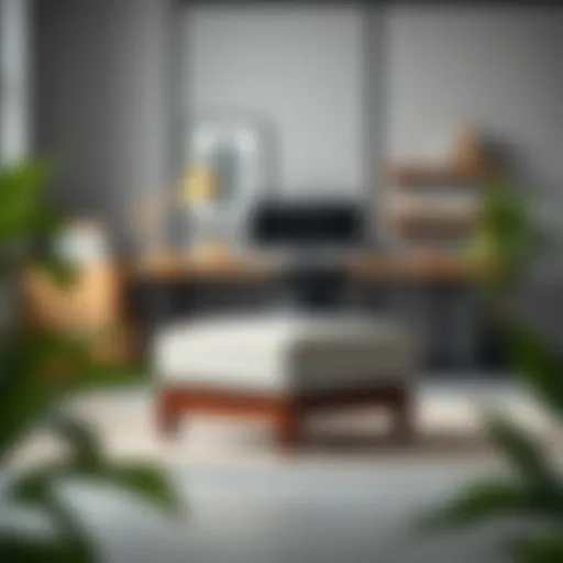 Elegant small ottoman footstool in a modern office setting