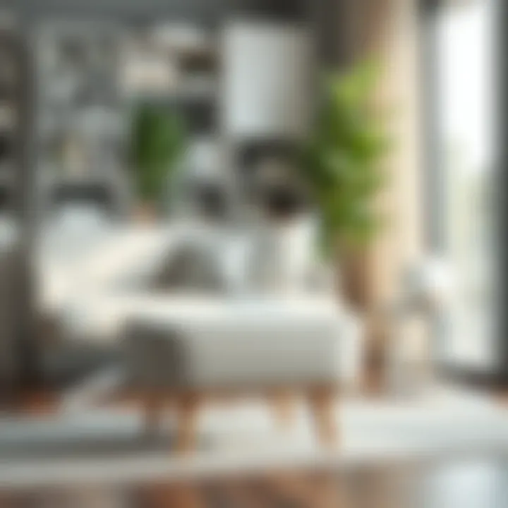 Enhancing Comfort: The Role of Small Ottoman Footstools Stylish small ottoman footstool enhancing comfort in a workspace