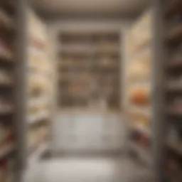 Elegant pantry with adjustable shelves showcasing various food items.