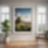 Elegant white wood picture frame showcasing a scenic landscape