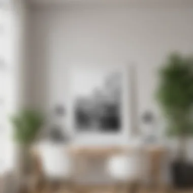 Minimalistic workspace featuring an 8x10 white wood picture frame