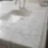 Elegant white quartz countertop showcasing intricate patterns