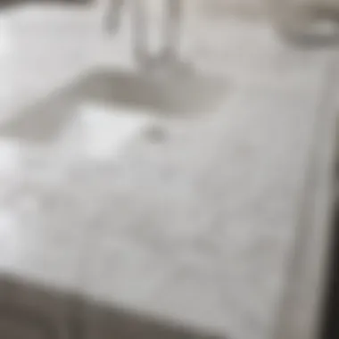 Elegant white quartz countertop showcasing intricate patterns